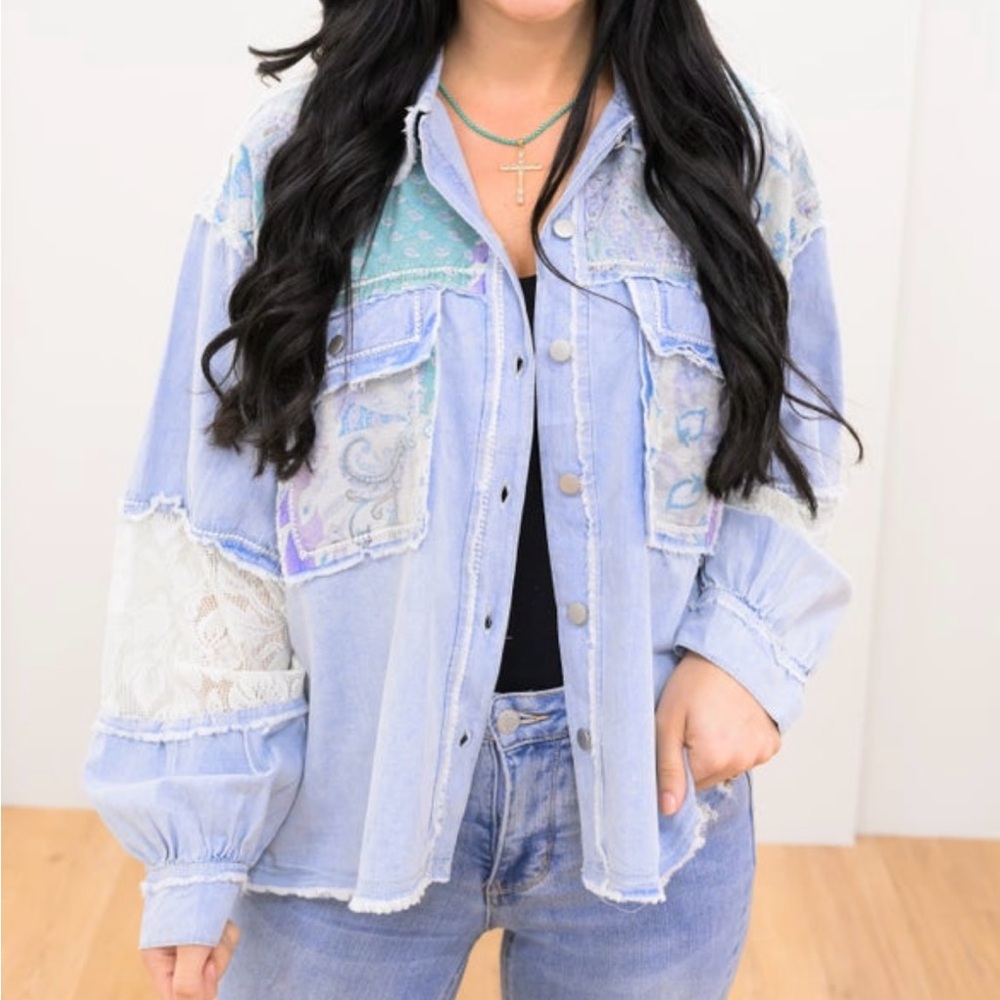 Super Sale - Pol Stylish Patchwork Denim Shirt - image 1